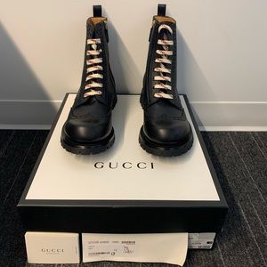 Gucci black lace up boots, size 12